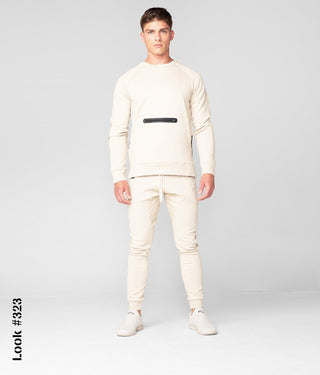 Born Tough Men Stretchable Side-Zip Drop Pocket Crewneck Stone