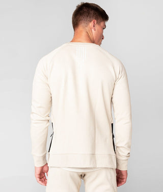 Born Tough Men Curved Hem Side-Zip Drop Pocket Crewneck Stone