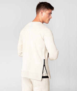 Born Tough Men Flatlock Seams Side-Zip Drop Pocket Crewneck Stone
