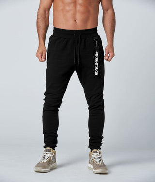 Born Tough Slim Fit Athletic Plain Jogger Pants For Men Black