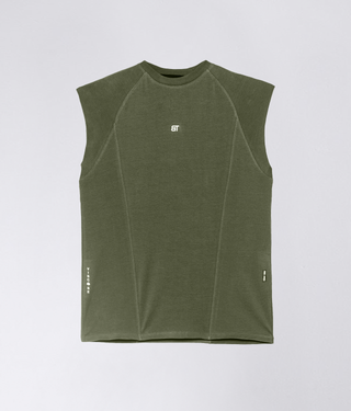 Born Tough Sleeveless Breathable Swift Fabric Back Shoulder Drop T-Shirt For Men Military Green