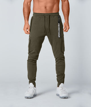 Born Tough Slim Fit Running Cargo Jogger Pants For Men Military Green