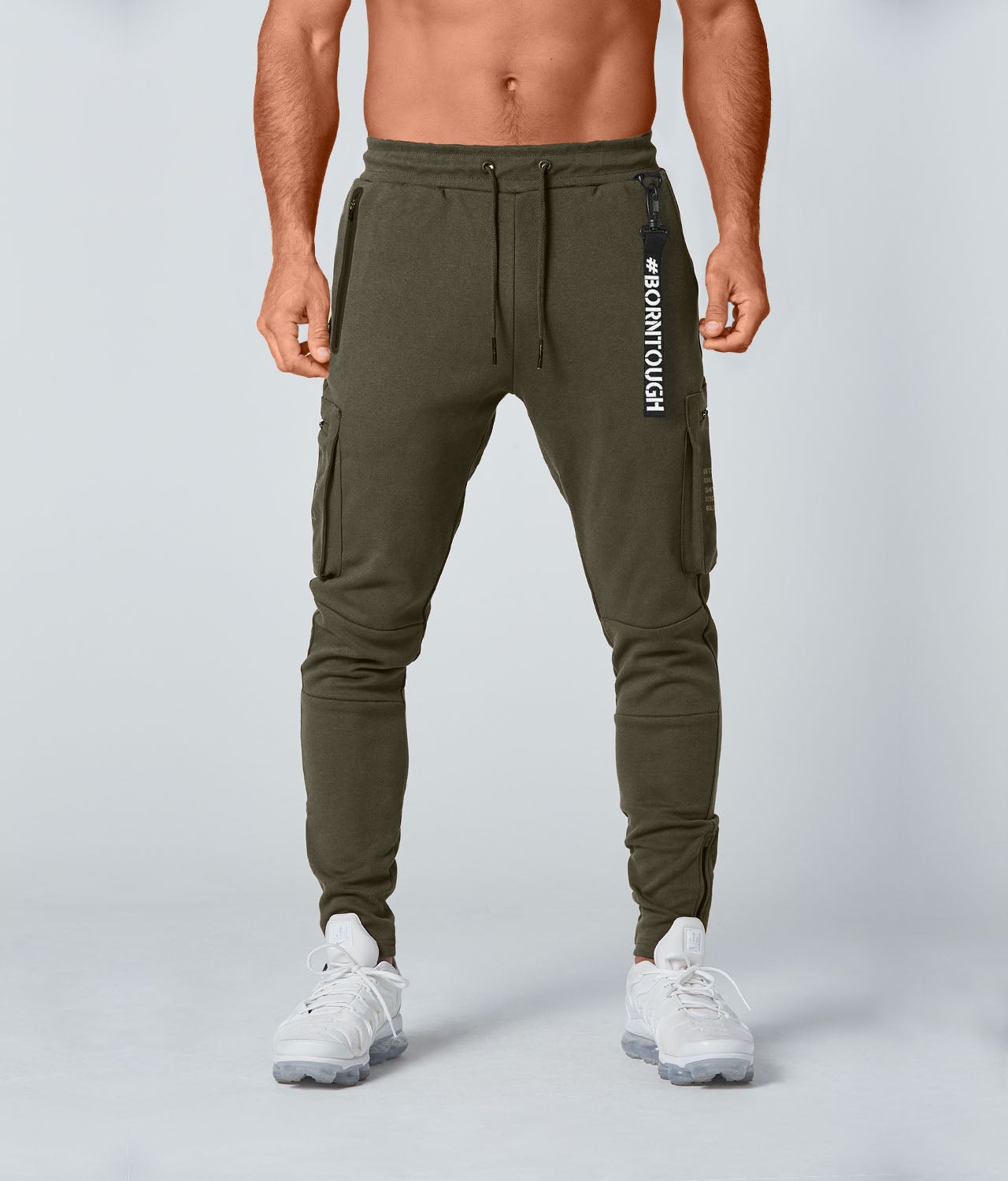Born Tough Slim Fit Athletic Cargo Jogger Pants For Men Military Green - Elite Sports Elite Sports