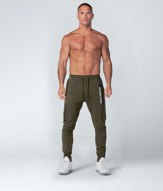 Born Tough Slim Fit Running Cargo Jogger Pants For Men Military Green