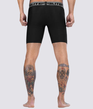 Elite Sports Flatlock Seams Black Compression Muay Thai Shorts