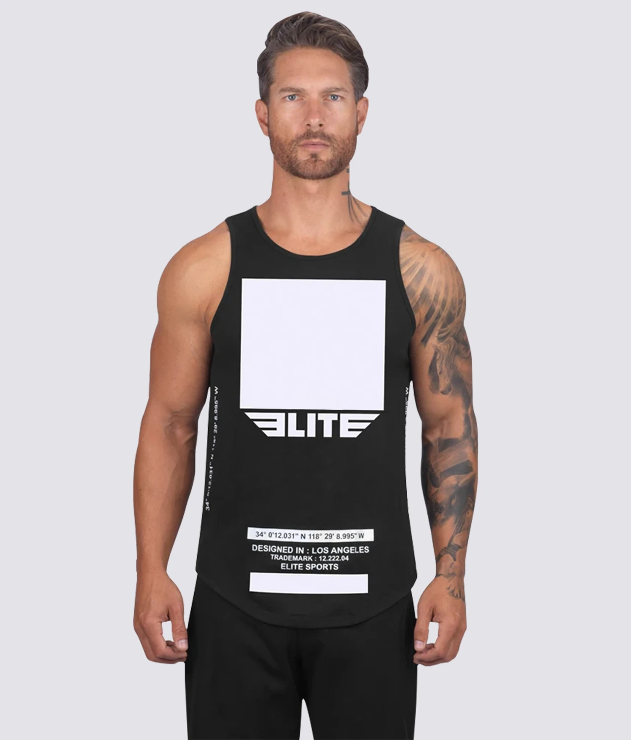 Men's Elite Sports Logo Black Training Tank Top