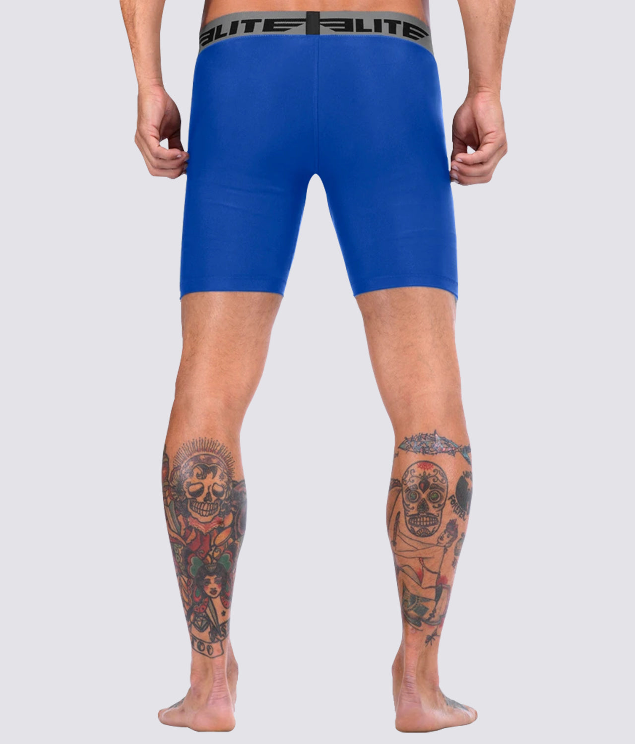 Elite Sports Flatlock Seams Blue Compression Muay Thai Shorts