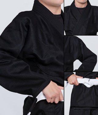 Essential Black Brazilian Jiu Jitsu BJJ Gi Unifrom for Kids