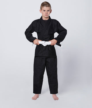 Essential Black Brazilian Jiu Jitsu BJJ Gi Unifrom for Kids