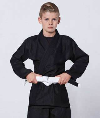 Essential Black Brazilian Jiu Jitsu BJJ Gi Unifrom for Kids