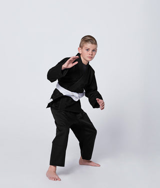 Essential Black Brazilian Jiu Jitsu BJJ Gi Unifrom for Kids