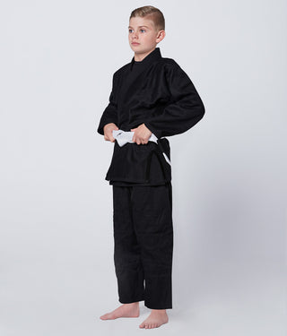 Essential Black Brazilian Jiu Jitsu BJJ Gi Unifrom for Kids