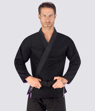 Elite Sports Essential Ultra Light Preshrunk Antibacterial Black Adult Brazilian Jiu Jitsu BJJ Gi With Free White Belt