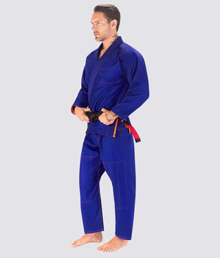 Elite Sports Essential Ultra Light Preshrunk Sweat Wicking Blue Adult Brazilian Jiu Jitsu BJJ Gi With Free White Belt