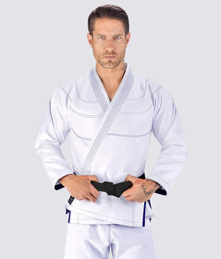 Elite Sports Essential Ultra Light Preshrunk Antibacterial White Adult Brazilian Jiu Jitsu BJJ Gi With Free White Belt