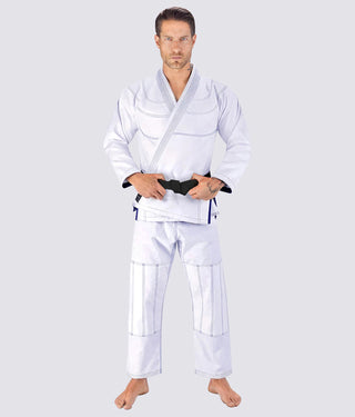 Elite Sports Essential Ultra Light Preshrunk Side-Slit Design White Adult Brazilian Jiu Jitsu BJJ Gi With Free White Belt