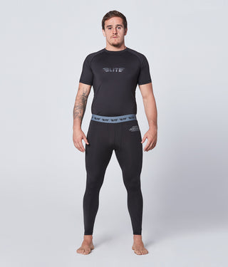 Men's Plain Black Compression Judo Spat Pants