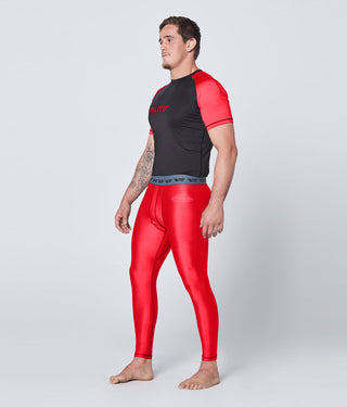 Men's Plain Red Compression Taekwondo Spat Pants