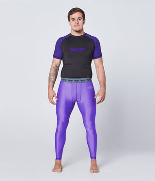 Men's Plain Purple Compression Wrestling Spat Pants