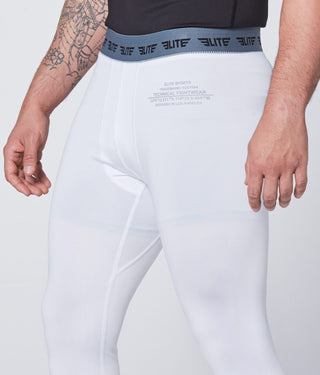 Men's Plain White Compression Muay Thai Spat Pants