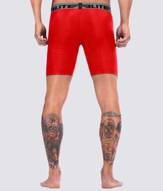 Elite Sports Flatlock Seams Red Compression Training Shorts
