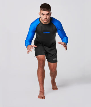 Men's Standard Blue Long Sleeve Judo Rash Guard