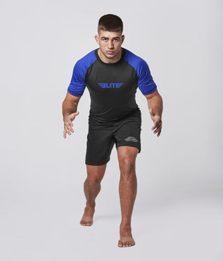 Men's Standard Blue Short Sleeve Judo Rash Guard