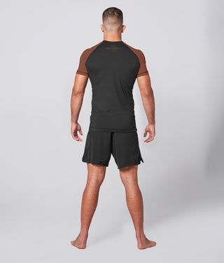 Standard Brown Short Sleeve Training Rash Guard for Men