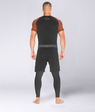 Men's Standard Brown Short Sleeve Judo Rash Guard