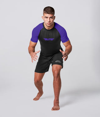 Standard Purple Short Sleeve Training Rash Guard for Mens