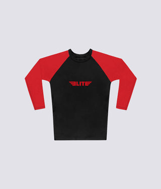 Standard Red Long Sleeve Training Rash Guard  for Mens