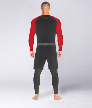 Standard Red Long Sleeve Training Rash Guard  for Mens