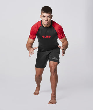 Men's Standard Red Short Sleeve Judo Rash Guard