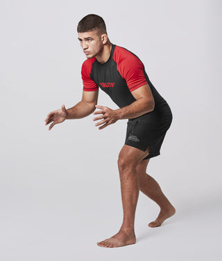 Men's Standard Red Short Sleeve Judo Rash Guard