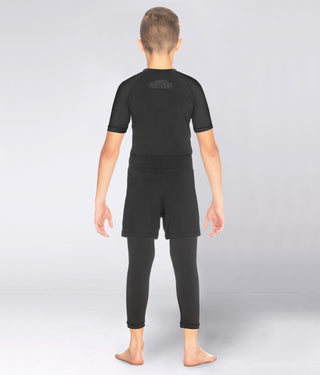 Kids' Standard Black Short Sleeve Judo Rash Guard
