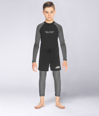 Kids' Standard Gray Long Sleeve Judo Rash Guard