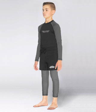 Kids' Standard Gray Long Sleeve Judo Rash Guard