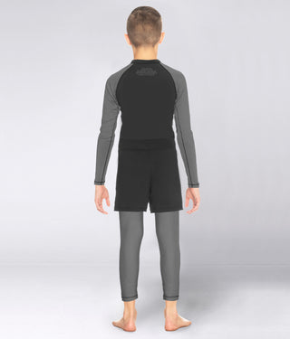 Kids' Standard Gray Long Sleeve Judo Rash Guard