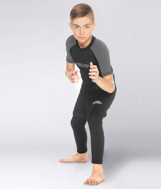 Kids' Standard Gray Short Sleeve NO-GI Rash Guard