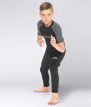 Standard Gray Short Sleeve Training Rash Guard for Kids