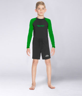 Kids' Standard Green Long Sleeve Judo Rash Guard