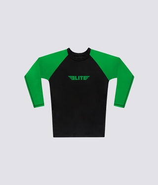 Kids' Standard Green Long Sleeve Judo Rash Guard