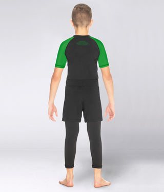 Kids' Standard Green Short Sleeve NO-GI Rash Guard