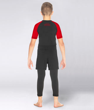 Kids' Standard Red Short Sleeve Judo Rash Guard