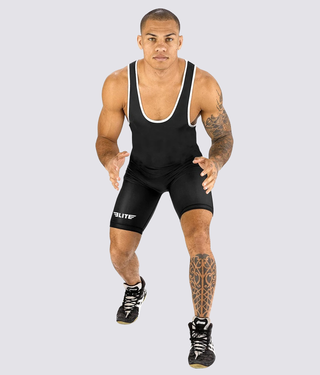 Elite Sports Standard Series Flatlock Seams Black Wrestling Singlets 
