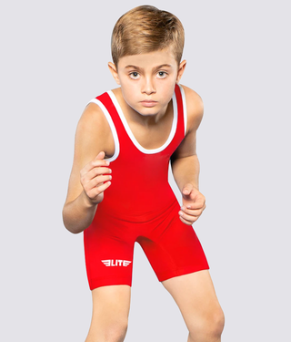 Elite Sports Standard Series Antibacterial Red Kids Wrestling Singlets 