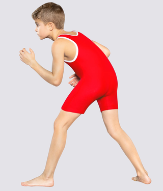 Elite Sports Standard Series Leg Gripper Red Kids Wrestling Singlets 
