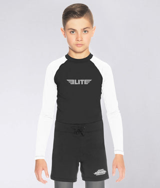 Standard White Long Sleeve Training Rash Guard  for Kids