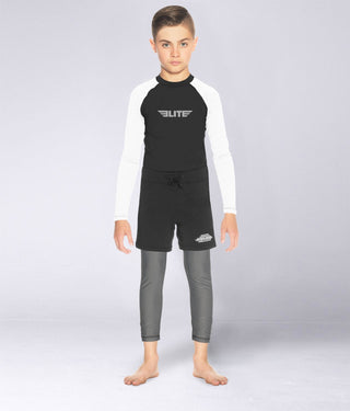 Standard White Long Sleeve Training Rash Guard  for Kids