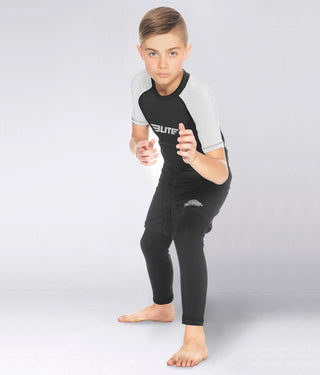 Standard White Short Sleeve Training Rash Guard for Kids